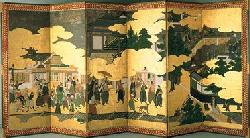 Museu Nacional de Arte Antiga: MNAA: Biombo nambam (Jap�o, s�c. XVI) - Haga clic para aumentar