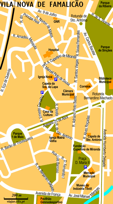Mapa: Vila Nova de Famalic�o (centro)